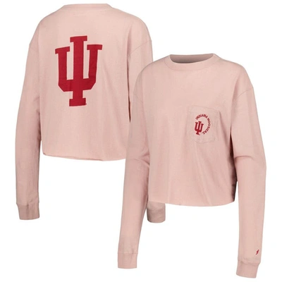 League Collegiate Wear Women's  Light Pink Distressed Indiana Hoosiers Clotheslineâ Midi Long Sleeve