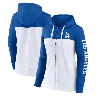 Fanatics Women's  Heather Royal, White Los Angeles Dodgers City Ties Hoodie Full-zip Sweatshirt In Heather Royal,white