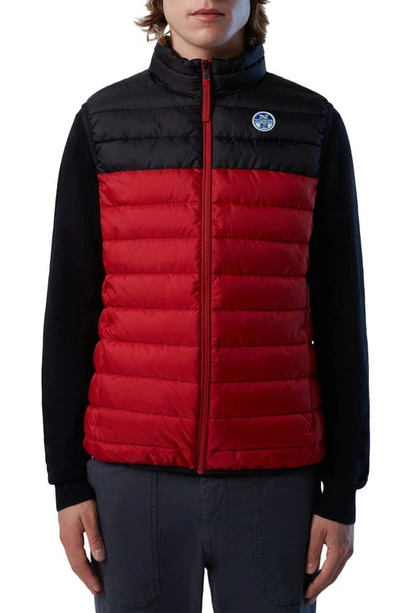 North Sails Skye Water Repellent Puffer Vest In Red Black