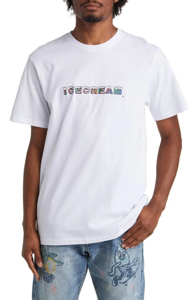 Icecream Snowfall Graphic T-shirt In White