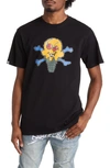 Icecream Pixel Cotton Graphic T-shirt In Black