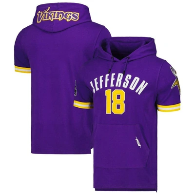 Pro Standard Men's  Justin Jefferson Purple Minnesota Vikings Player Name And Number Hoodie T-shirt