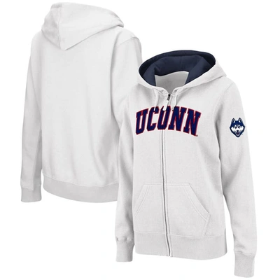 Colosseum White Uconn Huskies Arched Name Full-zip Hoodie