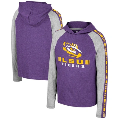 Colosseum Kids' Youth  Purple Lsu Tigers Ned Raglan Long Sleeve Hooded T-shirt