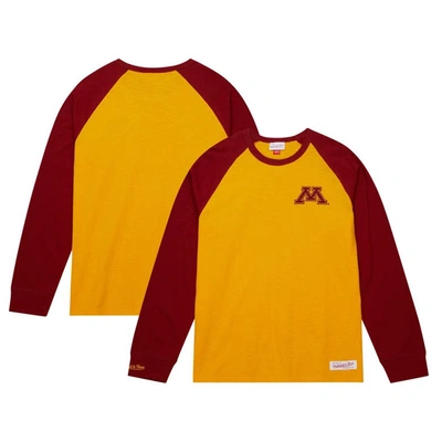 Mitchell & Ness Men's  Gold Minnesota Golden Gophers Legendary Slub Raglan Long Sleeve T-shirt