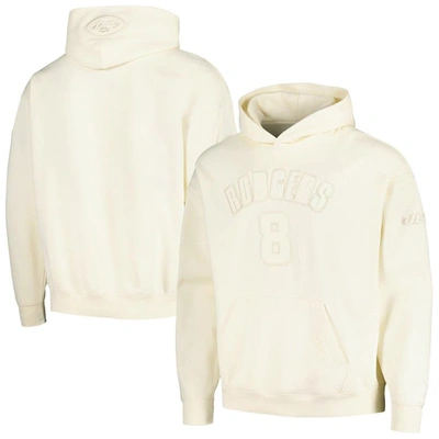 Pro Standard Men's  Aaron Rodgers Cream New York Jets Player Name And Number Pullover Hoodie