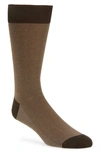 Pantherella Tewkesbury Cotton Blend Bird's Eye Dress Socks In Dark Brown Mix