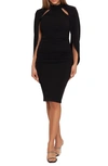 Betsy & Adam Cutout Long Sleeve Scuba Sheath Dress In Black