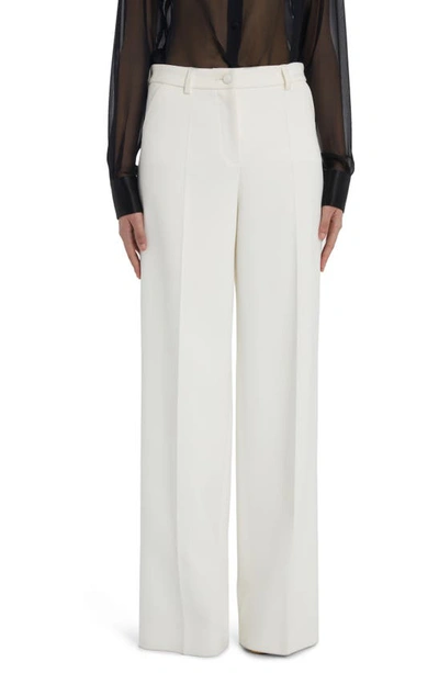 Dolce & Gabbana Wide Leg Crepe Pants In Natural White