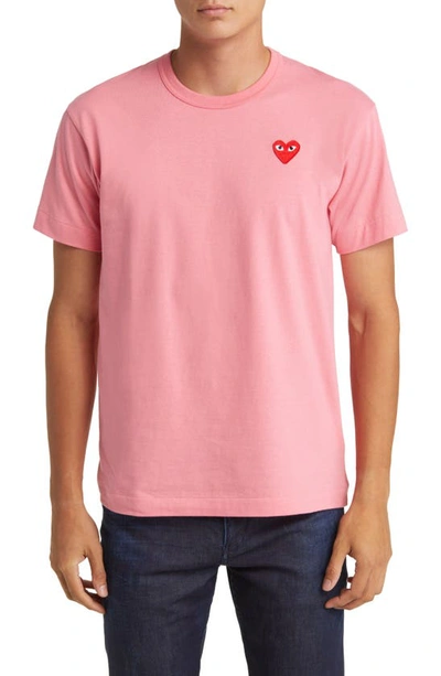 Comme Des Garçons Play Play Appliqué T-shirt In Pink