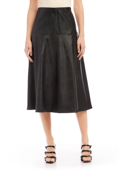 Karen Kane Faux Leather A-line Midi Skirt In Black