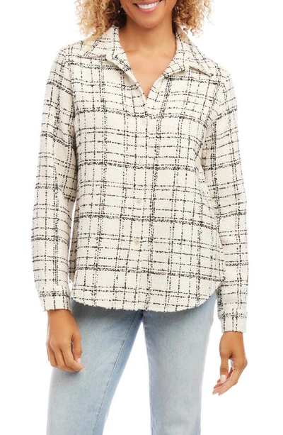 Karen Kane Plaid Cotton Blend Shirt Jacket