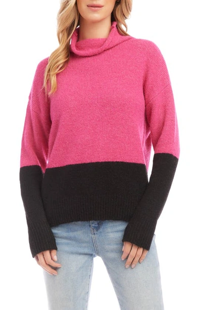 Karen Kane Colorblock Turtleneck Sweater In Multi