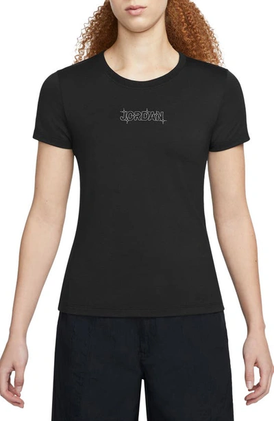 Jordan Slim Embroidered T-shirt In Black