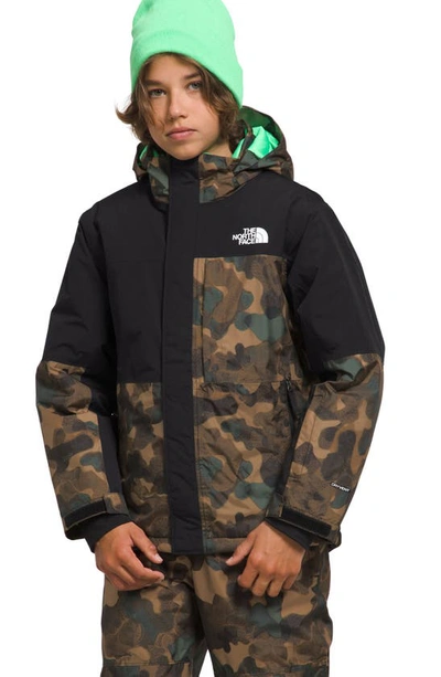 The North Face Kids' Freedom Waterproof Insulated Recycled Polyester Jacket In Utility Brown Camp Texture