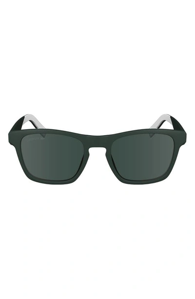 Lacoste 53mm Rectangular Sunglasses In Matte Green