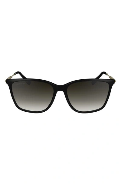 Lacoste Premium Heritage 57mm Gradient Rectangular Sunglasses In Black