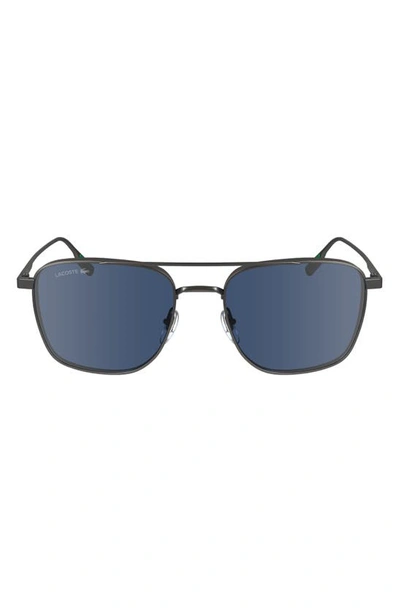 Lacoste Premium Heritage 55mm Rectangular Sunglasses In Matte Dark Gunmetal