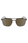 Lacoste Premium Heritage 55mm Rectangular Sunglasses In Matte Black