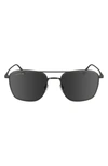 Lacoste Premium Heritage 55mm Rectangular Sunglasses In Shiny Gunmetal