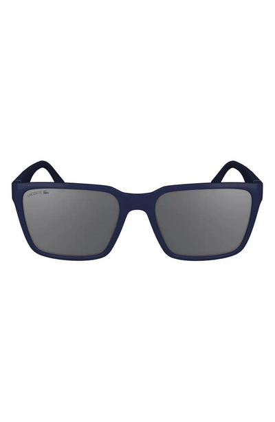 Lacoste 56mm Rectangular Sunglasses In Blue