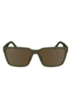 Lacoste 56mm Rectangular Sunglasses In Brown/ Khaki