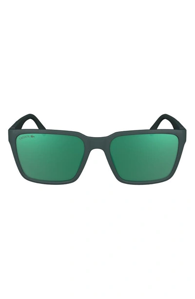 Lacoste 56mm Rectangular Sunglasses In Green