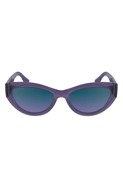 Lacoste Sport 54mm Cat Eye Sunglasses In Transparent Purple