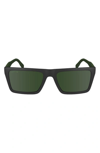 Lacoste Sport 56mm Rectangular Sunglasses In Matte Black