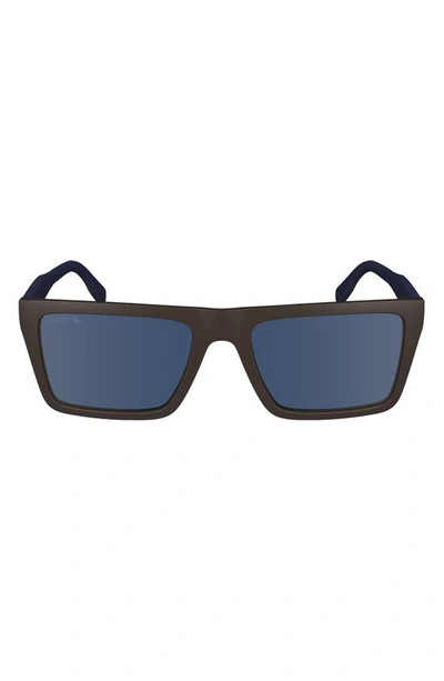 Lacoste Sport 56mm Rectangular Sunglasses In Matte Brown