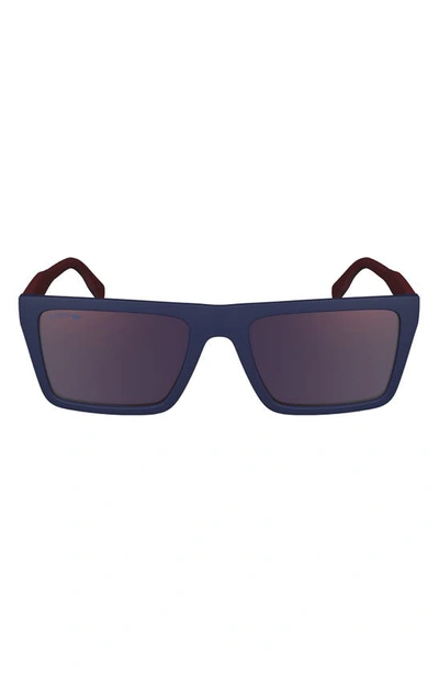Lacoste Sport 56mm Rectangular Sunglasses In Matte Blue