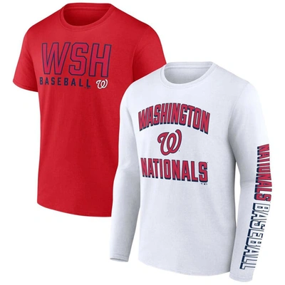 Fanatics Branded Red/white Washington Nationals Two-pack Combo T-shirt Set
