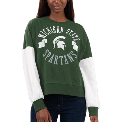 G-iii 4her By Carl Banks Green/white Michigan State Spartans Team Pride Colorblock Pullover Sweatshi In Green,white