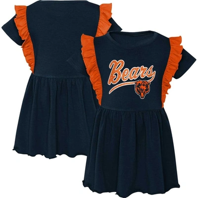 Outerstuff Kids' Girls Preschool Navy Chicago Bears Too Cute Tri-blend Dress In Blue