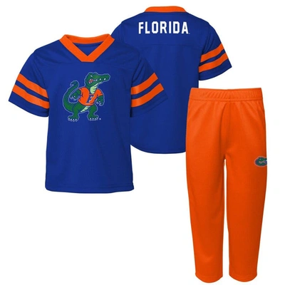 Outerstuff Babies' Toddler Boys And Girls Royal Florida Gators Two-piece Red Zone Jersey And Pants Set