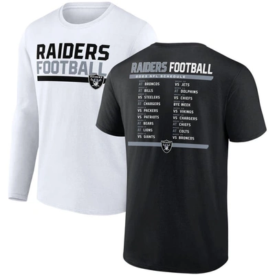 Fanatics Branded Black/white Las Vegas Raiders Two-pack 2023 Schedule T-shirt Combo Set In Black,white