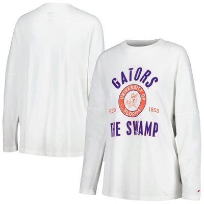 League Collegiate Wear White Florida Gators Clothesline Oversized Long Sleeve T-shirt