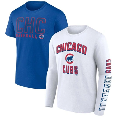 Fanatics Branded Royal/white Chicago Cubs Two-pack Combo T-shirt Set In Royal,white