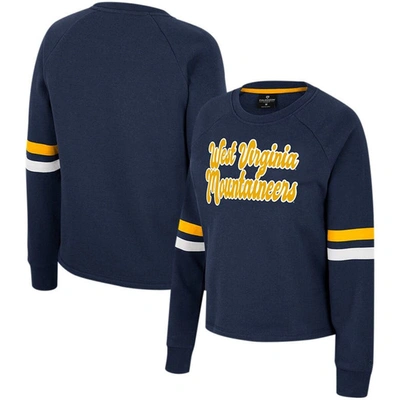Colosseum Navy West Virginia Mountaineers Talent Competition Raglan Pullover Sweatshirt
