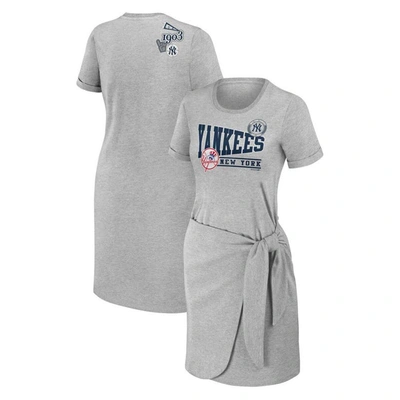 Wear By Erin Andrews Heather Gray New York Yankees Plus Size Knotted T-shirt Dress