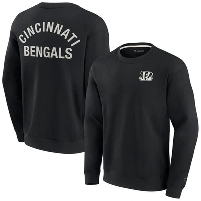 Fanatics Signature Unisex  Black Cincinnati Bengals Super Soft Pullover Crew Sweatshirt