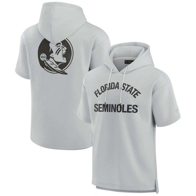 Fanatics Signature Unisex  Grey Florida State Seminoles Super Soft Fleece Short Sleeve Pullover Hoodi