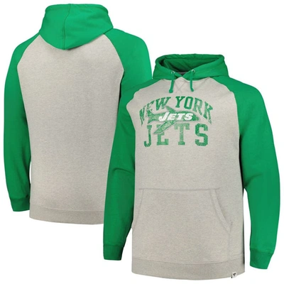 Profile Heather Gray/green New York Jets Big & Tall Favorite Arch Throwback Raglan Pullover Hoodie