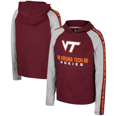 Colosseum Kids' Youth  Maroon Virginia Tech Hokies Ned Raglan Long Sleeve Hooded T-shirt