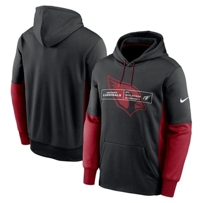 Nike Black Arizona Cardinals Color Block Fleece Performance Pullover Hoodie