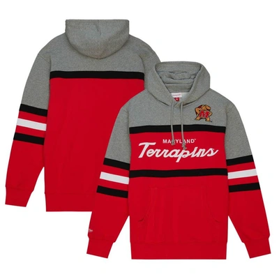 Mitchell & Ness Men's  Red, Gray Carolina Hurricanes Head Coach Pullover Hoodie