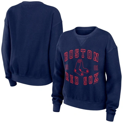 Wear By Erin Andrews Navy Boston Red Sox Vintage Cord Pullover Sweatshirt