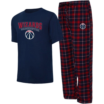 College Concepts Men's  Navy, Red Washington Wizards Arctic T-shirt And Pyjama Trousers Sleep Set In Navy,red