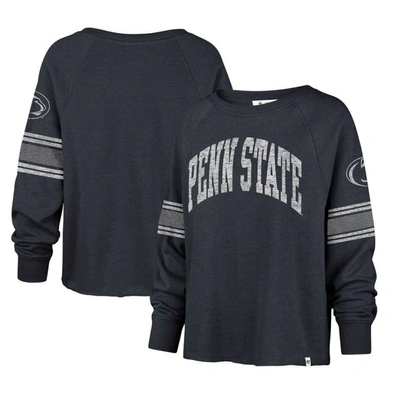 47 ' Navy Penn State Nittany Lions Allie Modest Raglan Long Sleeve Cropped T-shirt