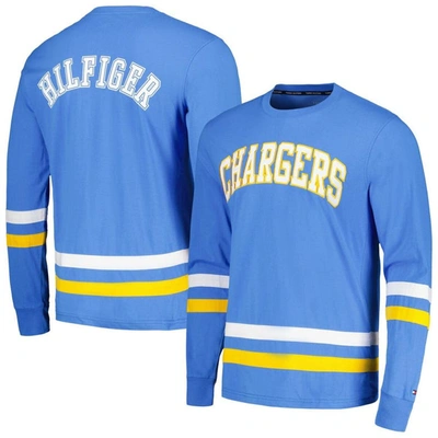 Tommy Hilfiger Powder Blue/gold Los Angeles Chargers Nolan Long Sleeve T-shirt